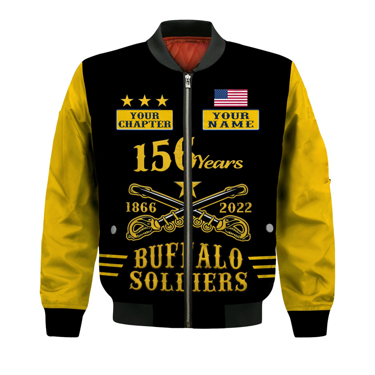 (Custom Text and Chapter) Buffalo Soldiers Bomber Jacket Since 1866 BSMC Anniversary LT13 - Wonder Print Shop