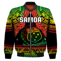 Custom Text And Number Samoa Rugby Bomber Jacket Teuila Torch Ginger Gradient Style - Wonder Print Shop
