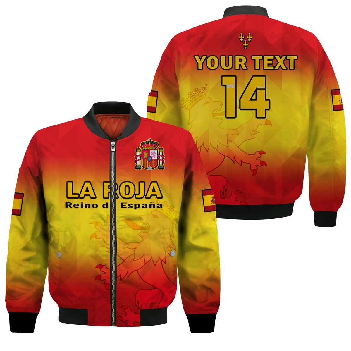 (Custom Text And Number) Spain Football Bomber Jacket La Roja World Cup 2022 - Wonder Print Shop