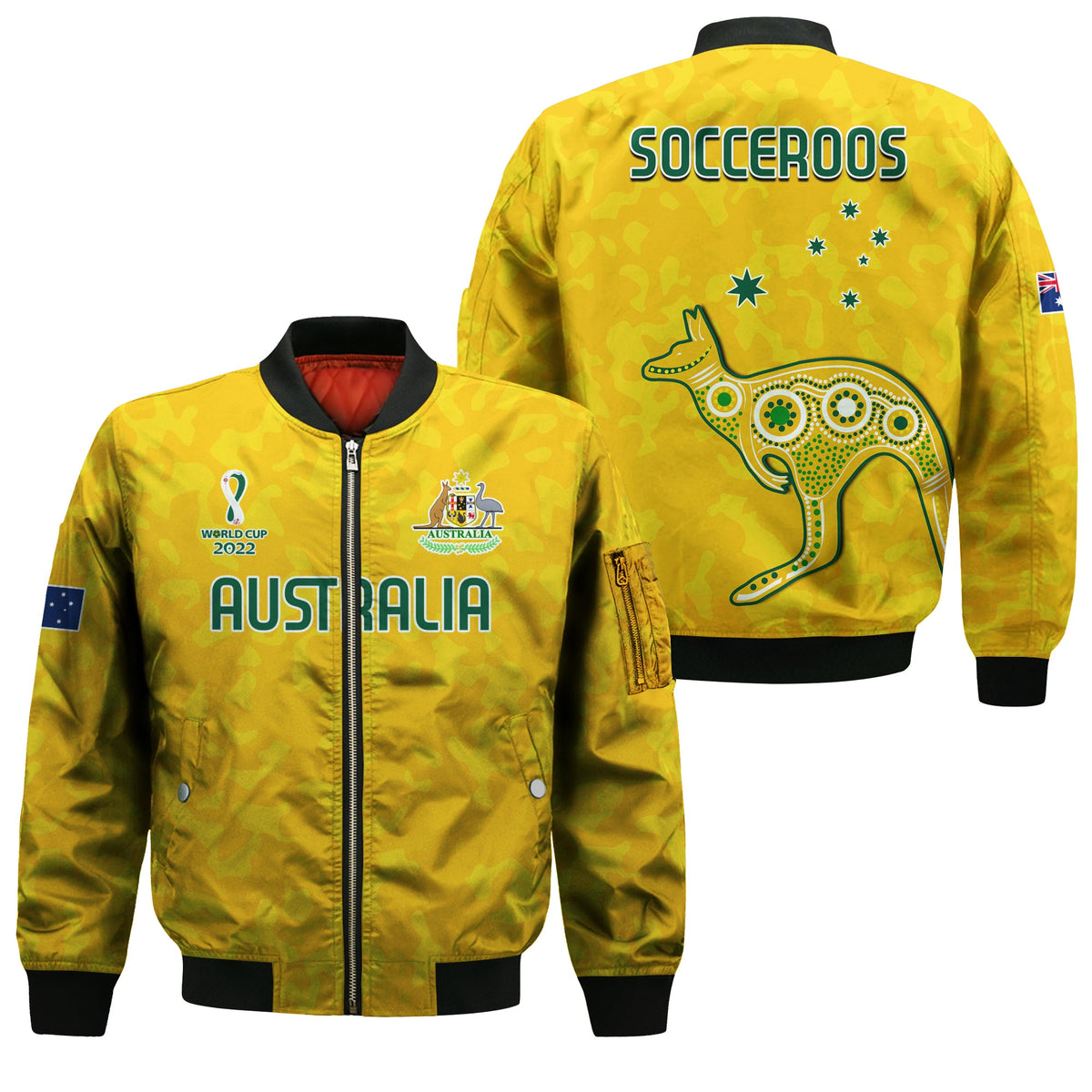Australia Soccer Bomber Jacket World Cup Football 2022 Socceroos with Kangaroos LT13 - Wonder Print Shop