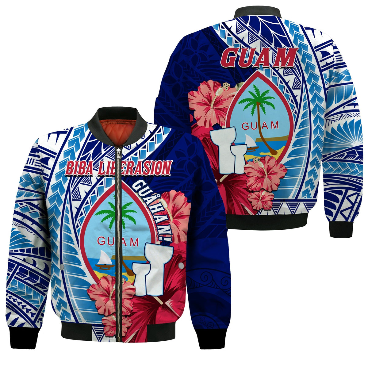 Guam Chamorro Bomber Jacket Happy Liberation Day Latte Stone LT13 - Wonder Print Shop