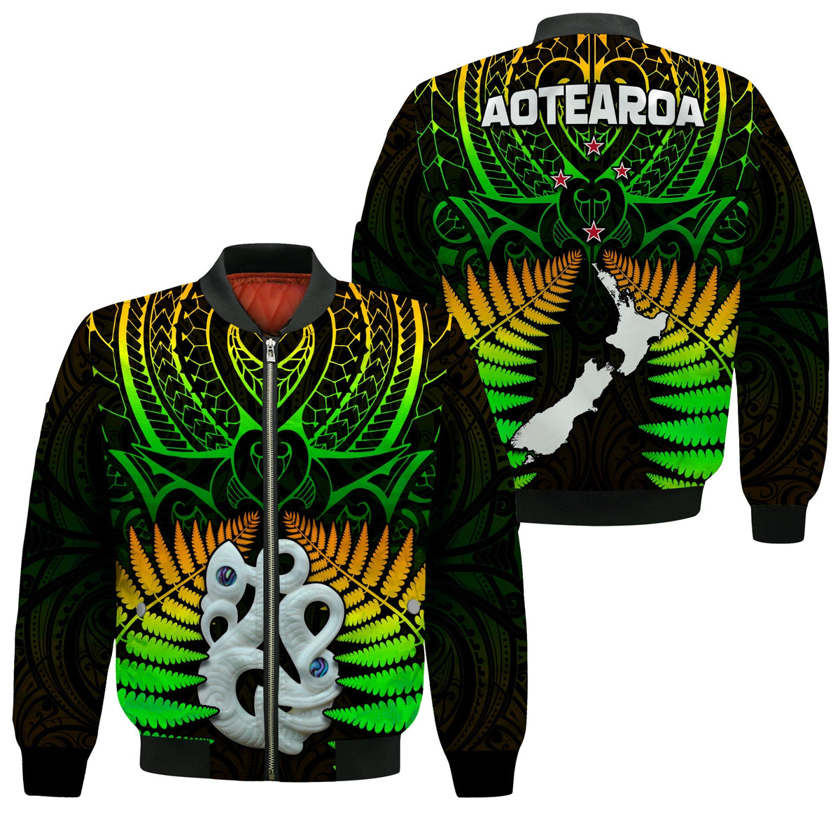 Aotearoa Fern Bomber Jacket New Zealand Hei Tiki Special Style LT13 - Wonder Print Shop