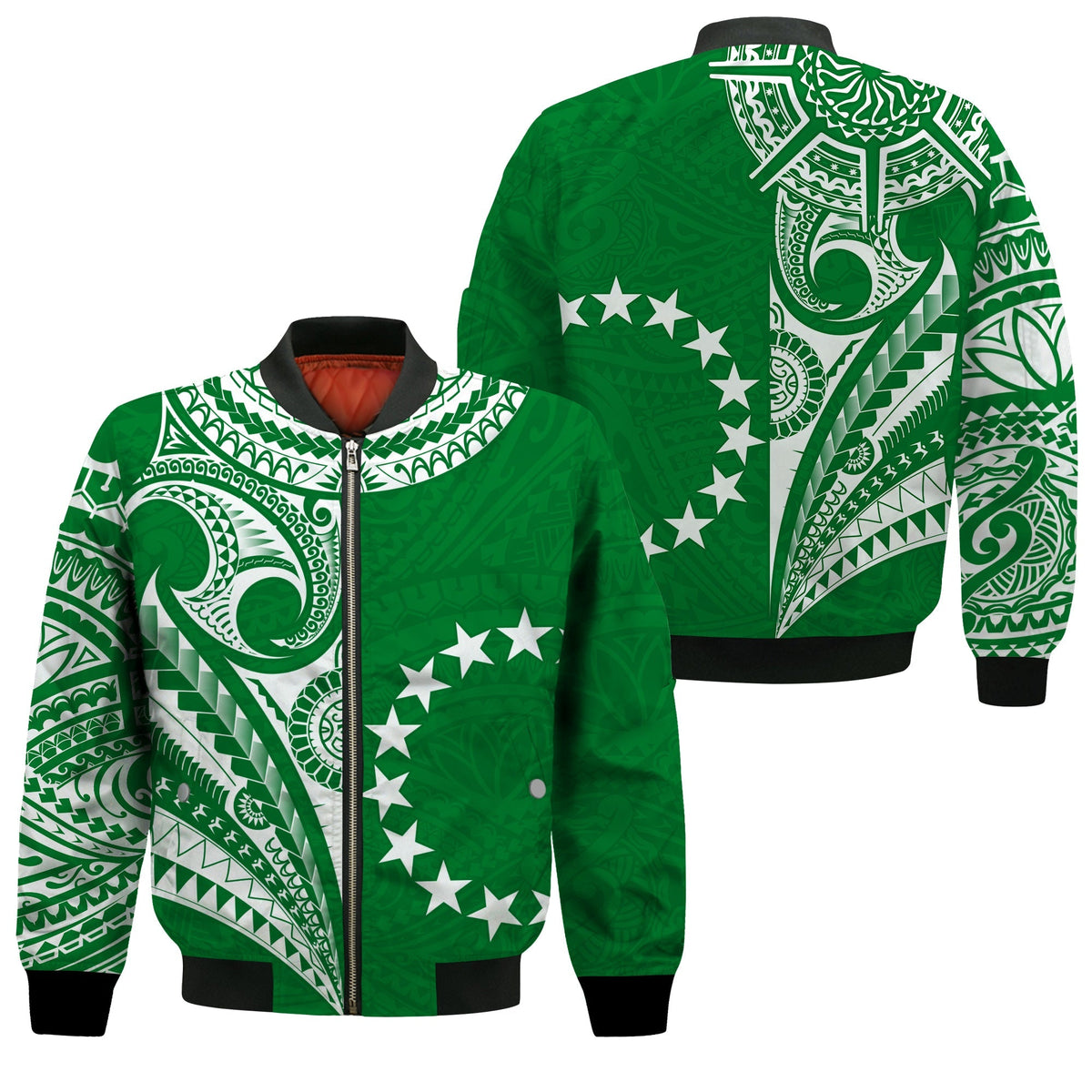 Cook Islands Tatau Bomber Jacket Symbolize Passion Stars Version Green LT13 - Wonder Print Shop