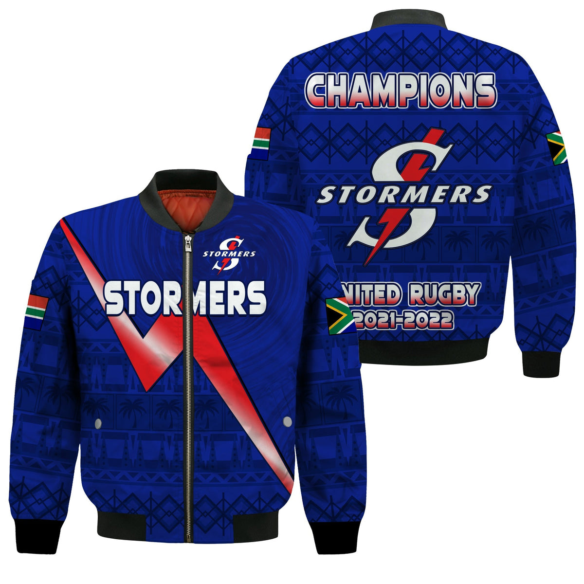 Stormers South Africa Rugby Bomber Jacket We Are The Champions URC African Pattern - Wonder Print Shop