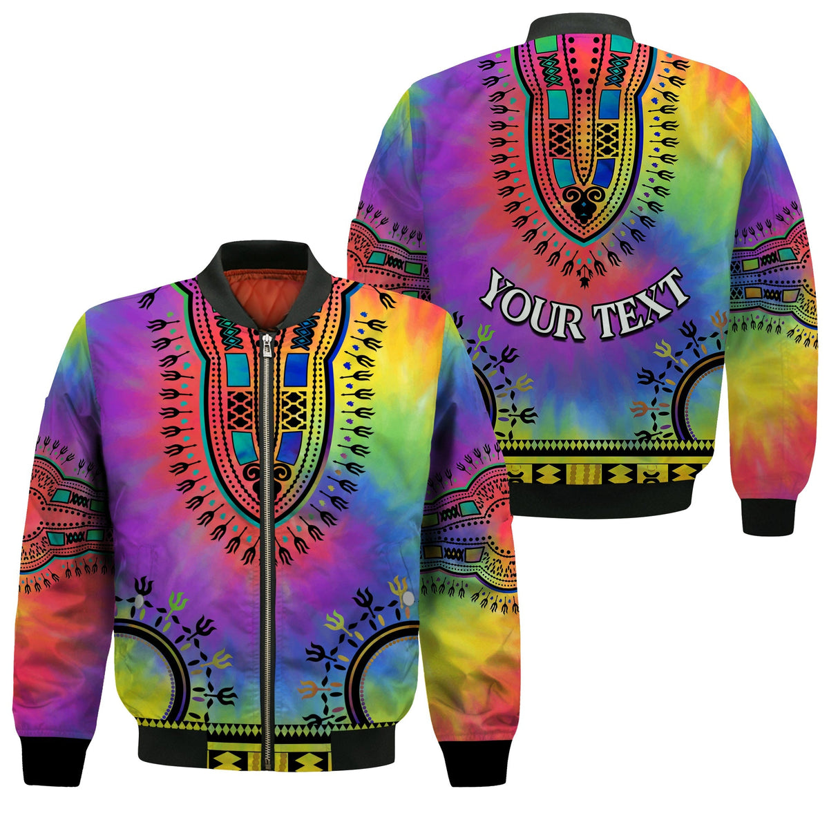 (Custom Personalised) Dashiki Tie Dye Bomber Jacket African Pattern LT13 - Wonder Print Shop