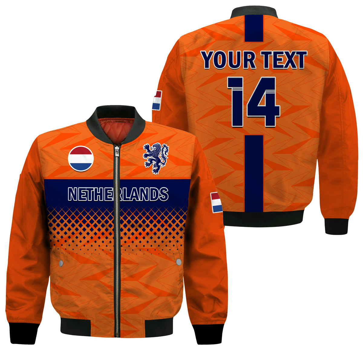 (Custom Text And Number) Netherlands Football Bomber Jacket Holland World Cup 2022 - Wonder Print Shop