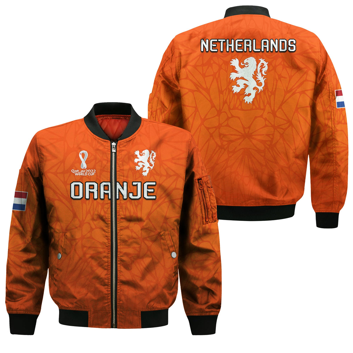Netherlands Football Bomber Jacket 2022 Soccer World Cup Oranje Champions LT13 - Wonder Print Shop