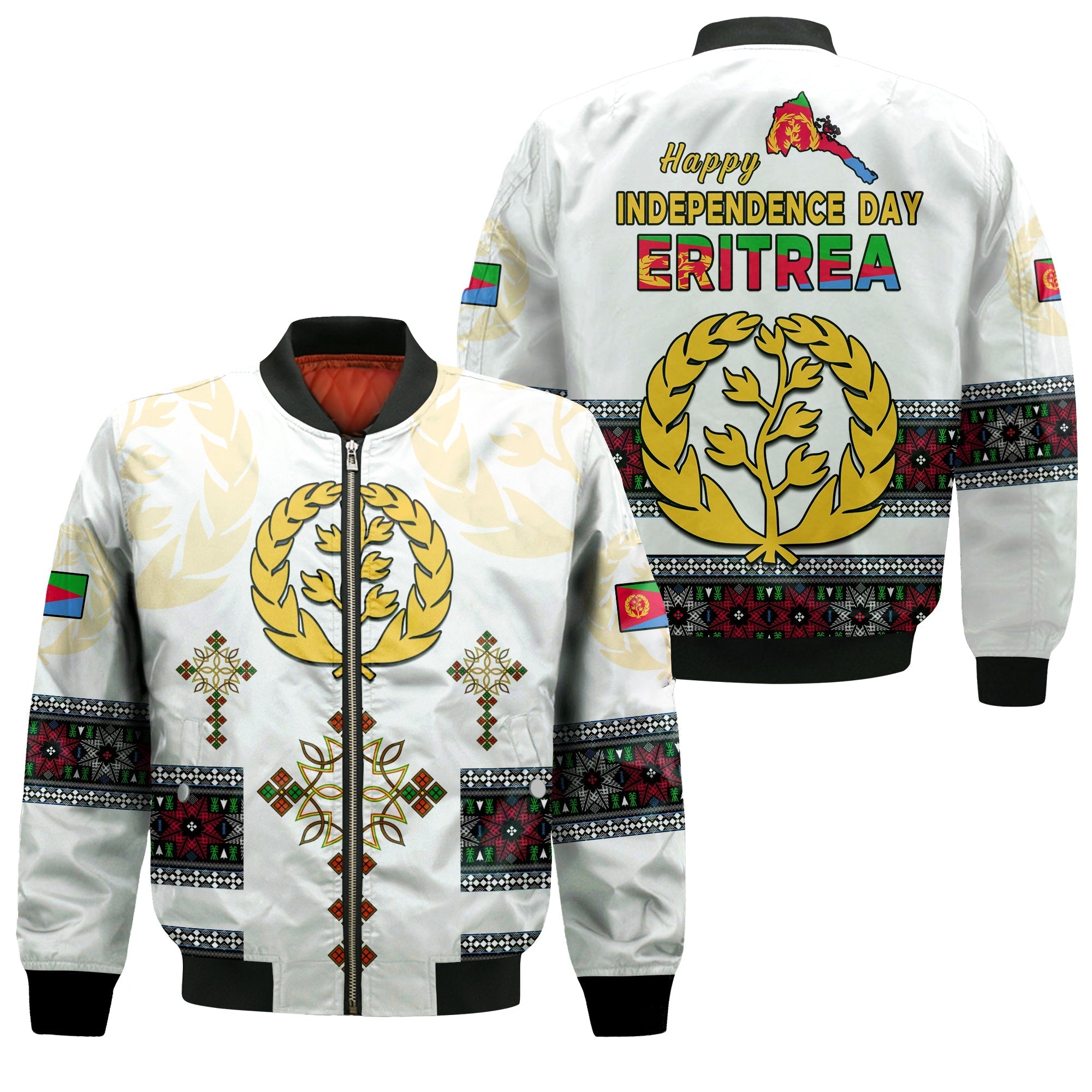 Eritrea Cross Bomber Jacket Independence Day Proud Eritrean LT13 - Wonder Print Shop