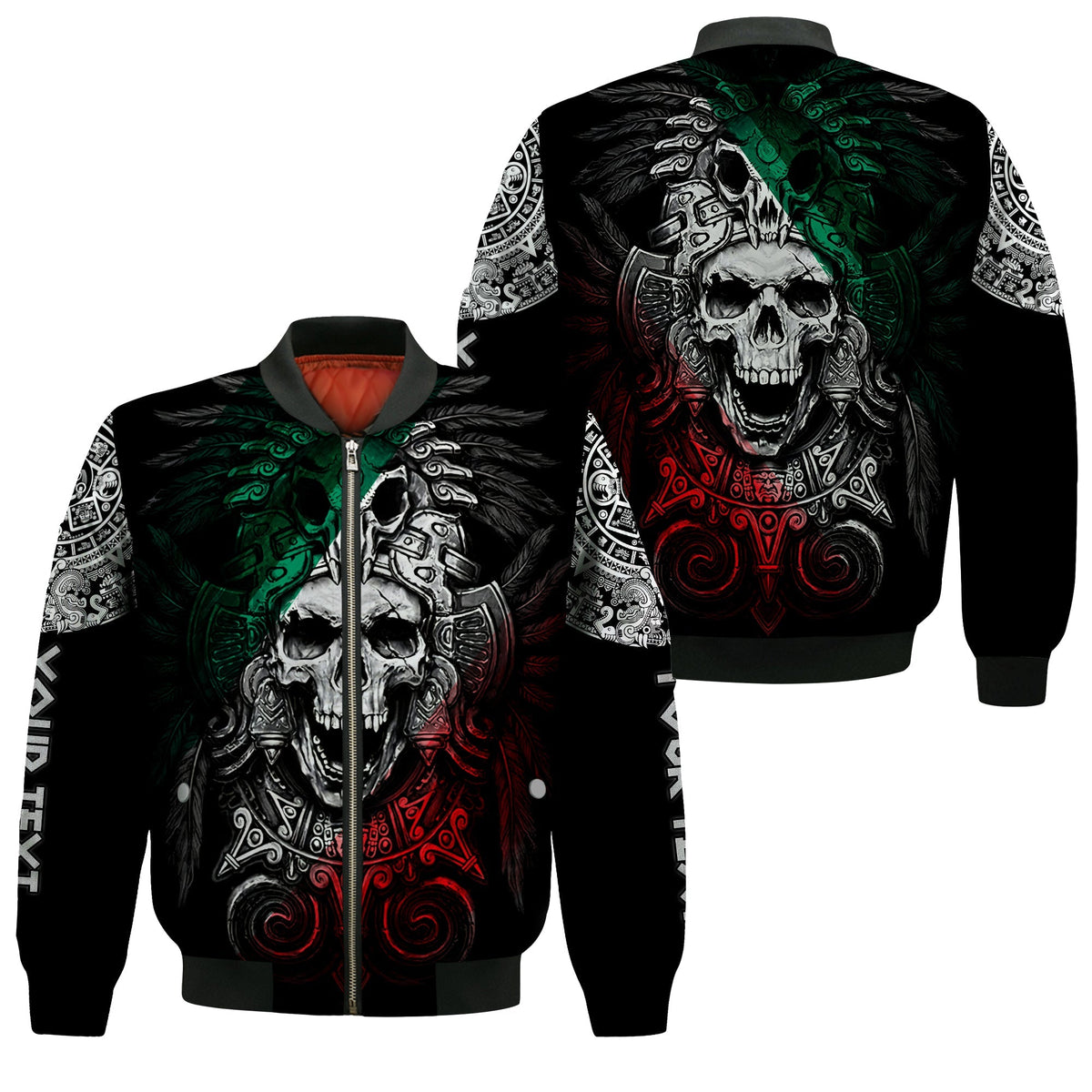Custom Personalised Mexico Bomber Jacket Skull Eagle Aztec LT13 - Wonder Print Shop