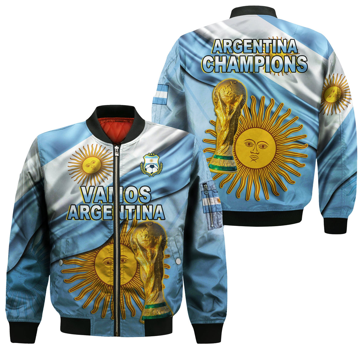 Argentina Football Bomber Jacket Vamos La Albiceleste Champions World Cup Vibe Flag LT13 - Wonder Print Shop