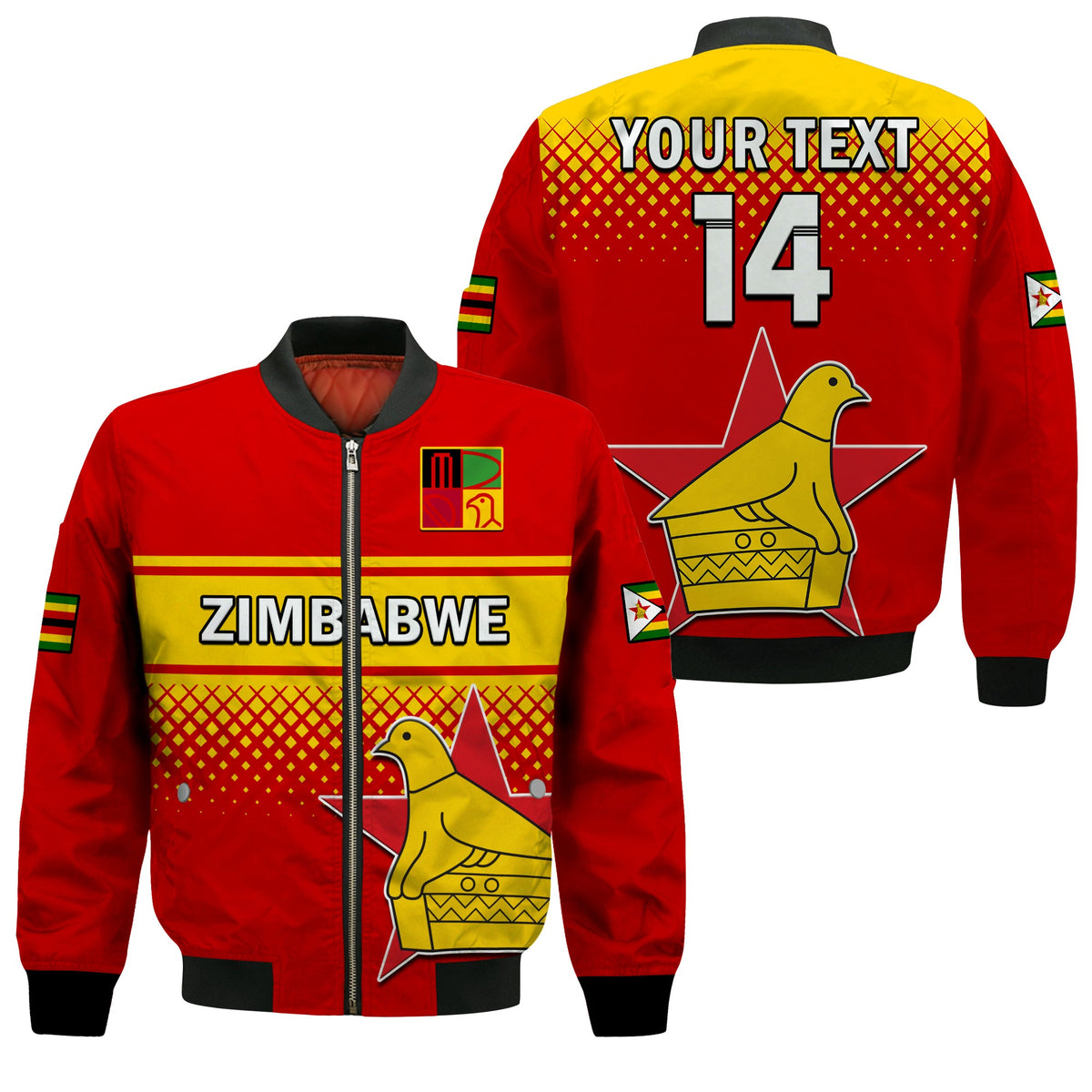 (Custom Text And Number) Zimbabwe Cricket Bomber Jacket The Chevrons ODI Style - Wonder Print Shop