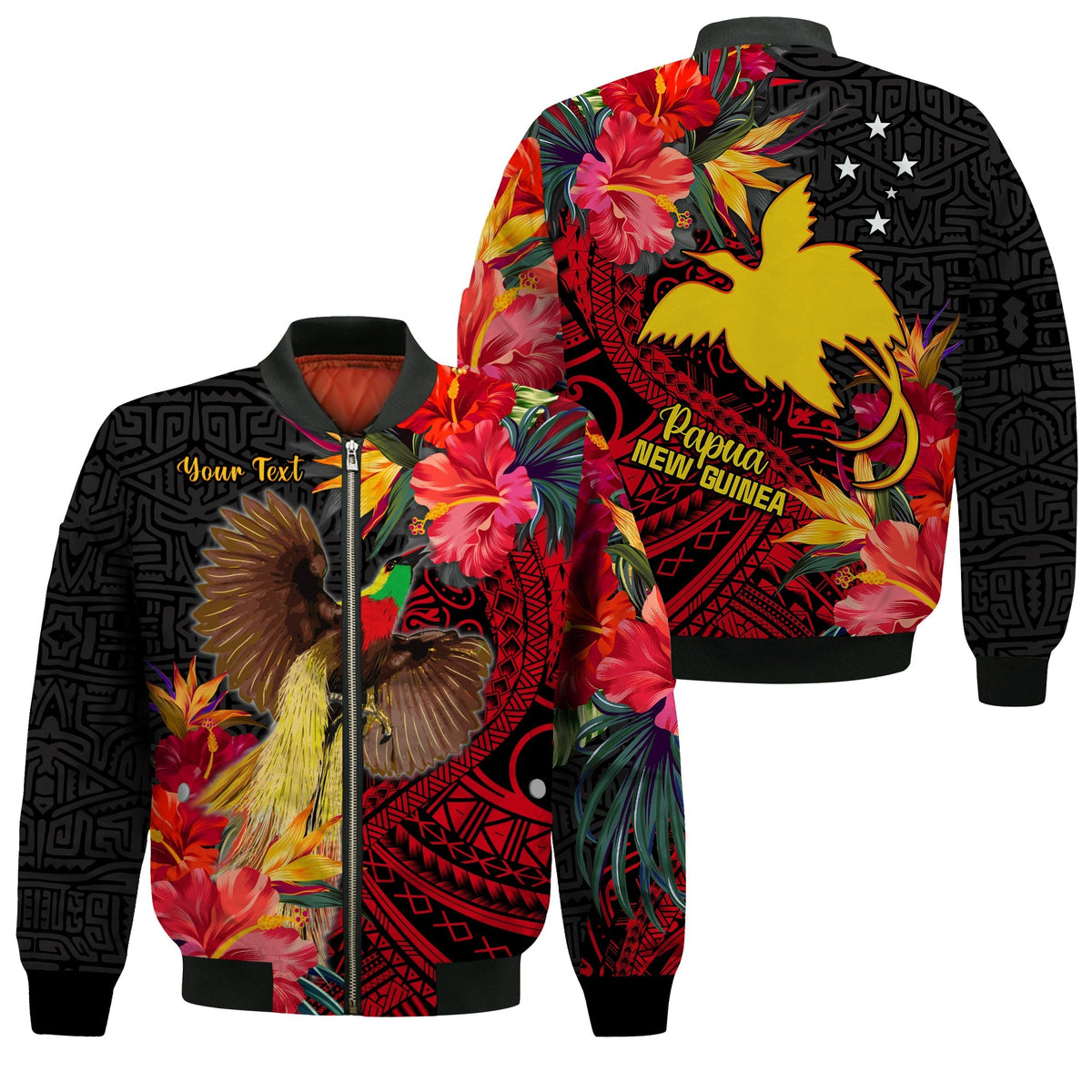 Custom Personalised Papua New Guinea Bomber Jacket Bird of Paradise LT13 - Wonder Print Shop