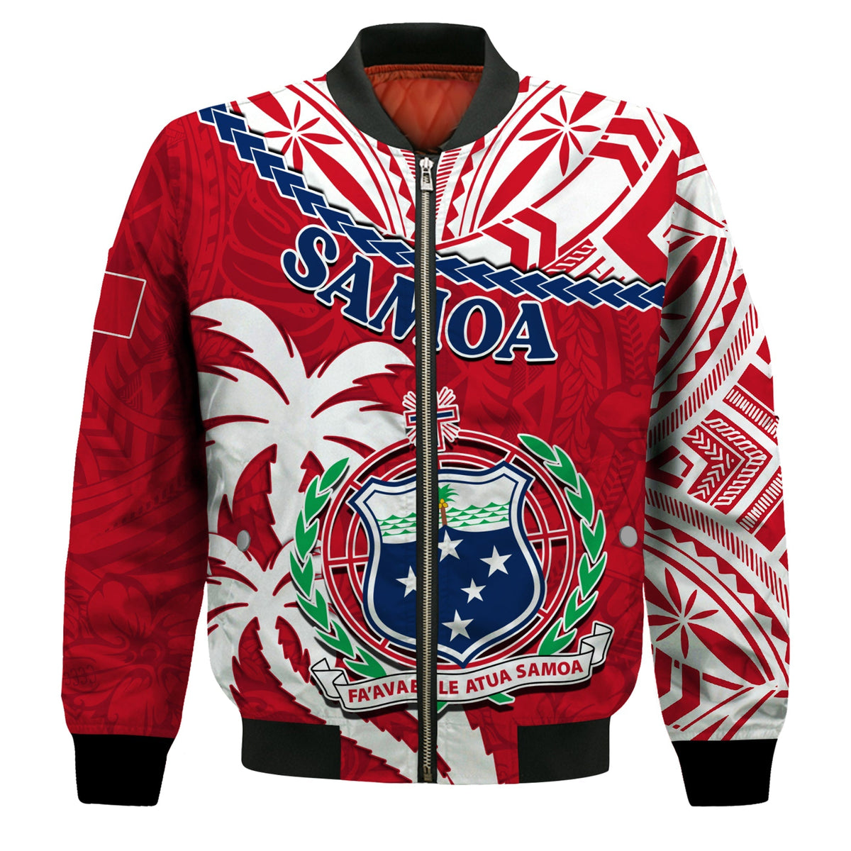 Samoa Bomber Jacket Samoan Coat Of Arms With Coconut Red Style - Wonder Print Shop