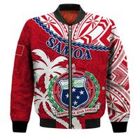 Samoa Bomber Jacket Samoan Coat Of Arms With Coconut Red Style - Wonder Print Shop