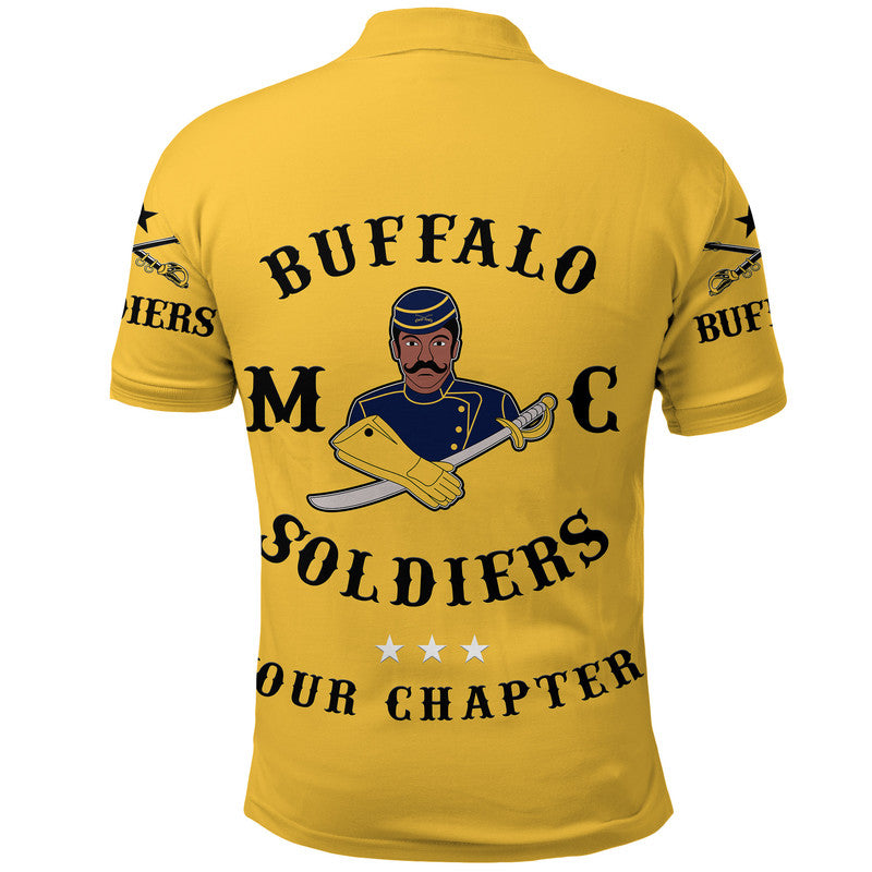 Custom Buffalo Soldiers Motorcycle Club Polo Shirt BSMC Original Style Gold LT8 - Wonder Print Shop