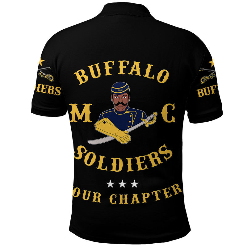 Custom Buffalo Soldiers Motorcycle Club Polo Shirt BSMC Original Style Black LT8 - Wonder Print Shop