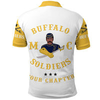 Custom Buffalo Soldiers Motorcycle Club Polo Shirt BSMC Original Style White Gold LT8 - Wonder Print Shop