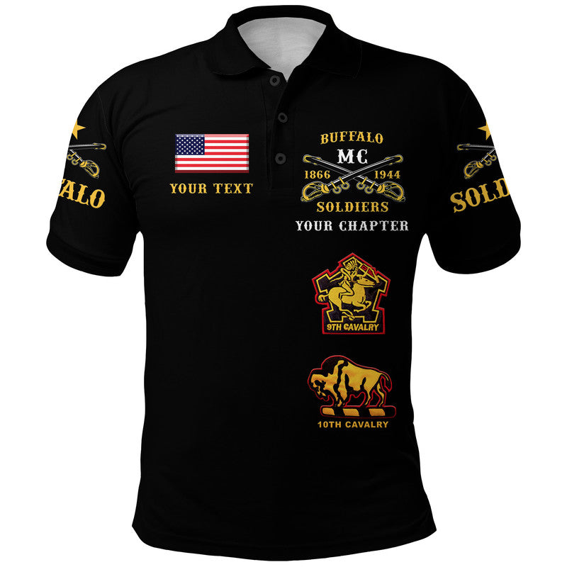 Custom Buffalo Soldiers Motorcycle Club Polo Shirt BSMC Original Style Black LT8 - Wonder Print Shop