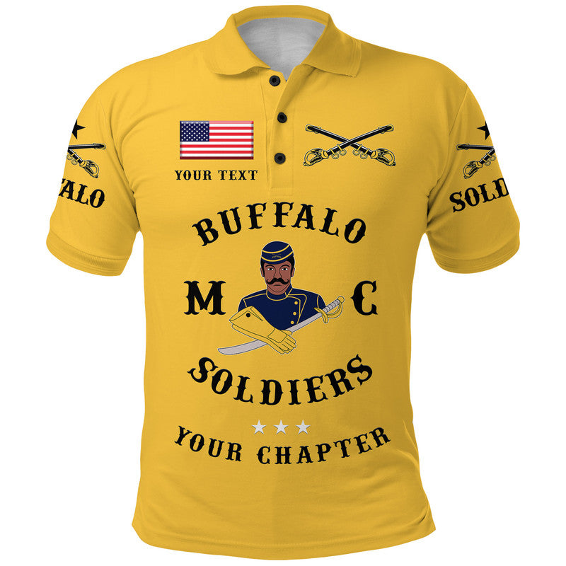 Custom Buffalo Soldiers Motorcycle Club Polo Shirt BSMC Simple Style Gold LT8 - Wonder Print Shop