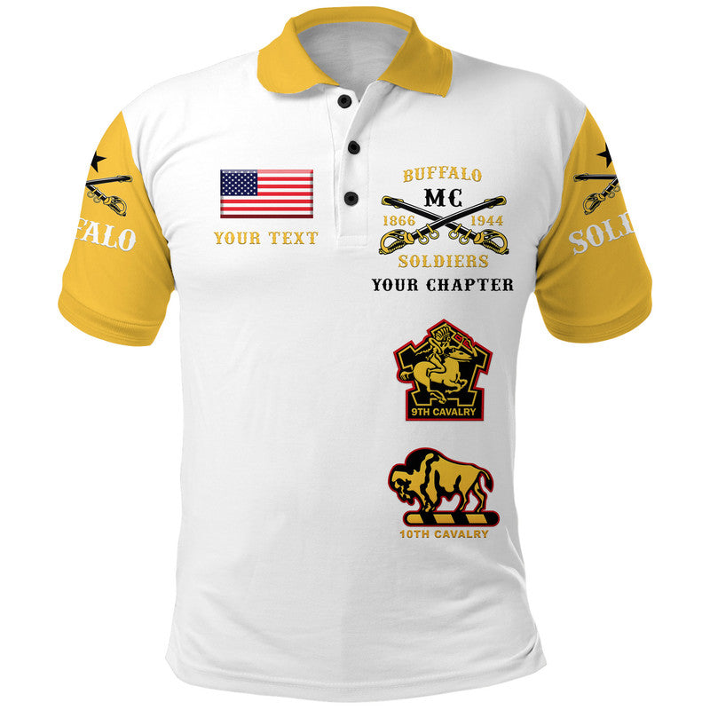 Custom Buffalo Soldiers Motorcycle Club Polo Shirt BSMC Original Style White Gold LT8 - Wonder Print Shop