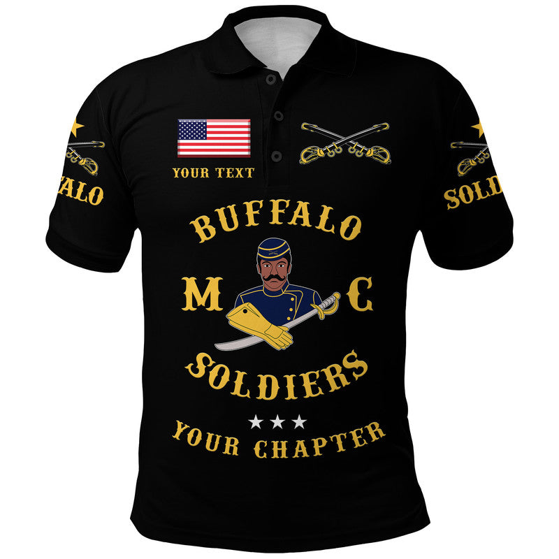 Custom Buffalo Soldiers Motorcycle Club Polo Shirt BSMC Simple Style Black LT8 - Wonder Print Shop