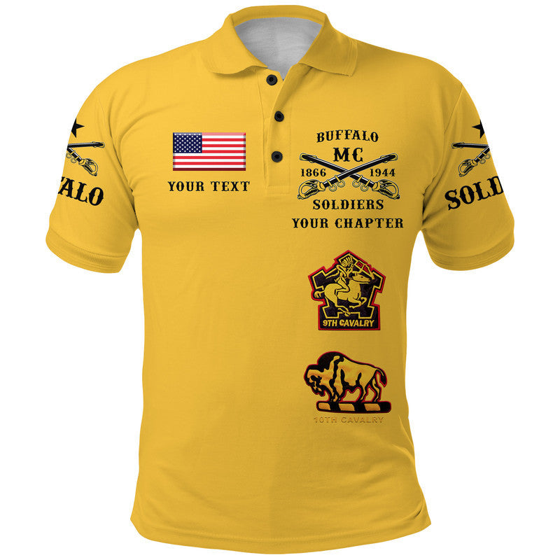 Custom Buffalo Soldiers Motorcycle Club Polo Shirt BSMC Original Style Gold LT8 - Wonder Print Shop