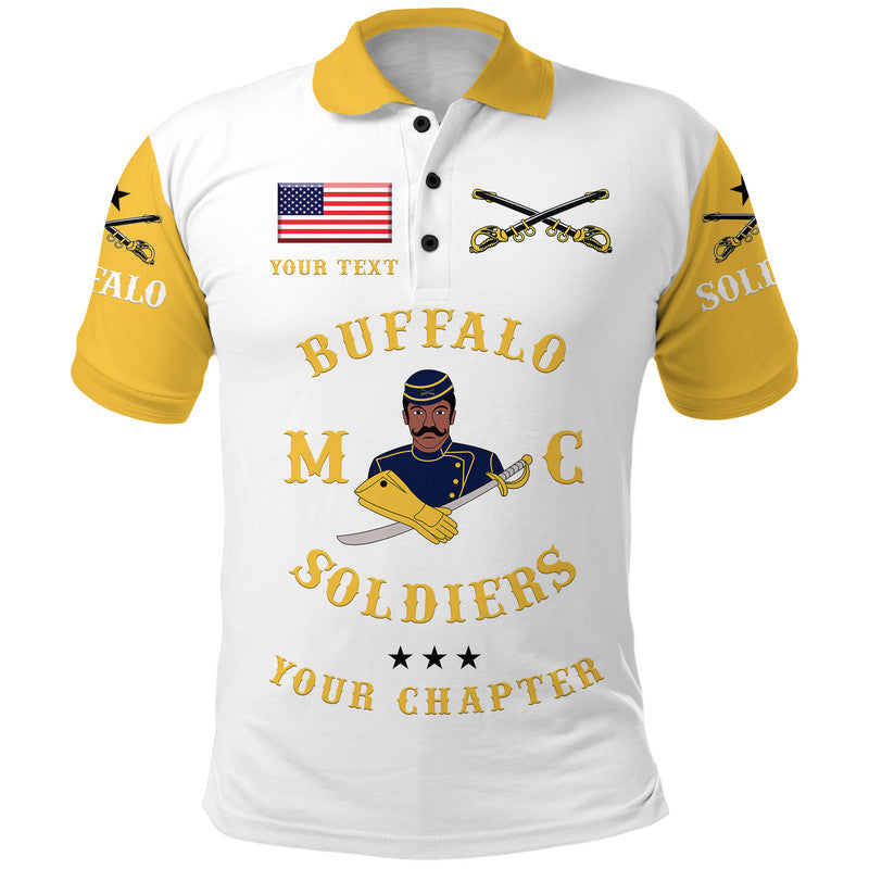 Custom Buffalo Soldiers Motorcycle Club Polo Shirt BSMC Simple Style White Gold LT8 - Wonder Print Shop