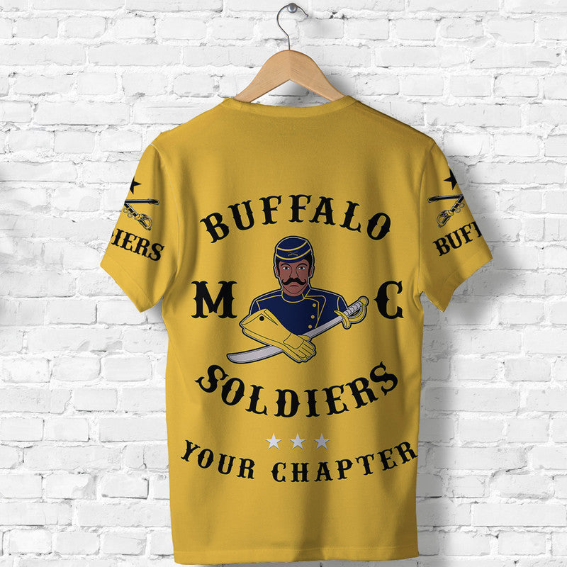 Custom Buffalo Soldiers Motorcycle Club BSMC T Shirt Simple Style Gold LT8 - Wonder Print Shop