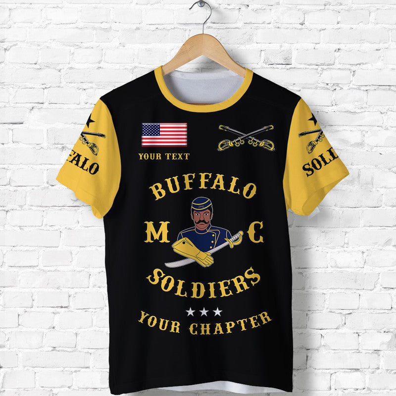 Custom Buffalo Soldiers Motorcycle Club BSMC T Shirt Simple Style Black Gold LT8 - Wonder Print Shop