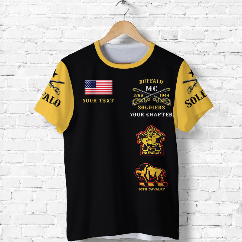 Custom Buffalo Soldiers Motorcycle Club BSMC T Shirt Original Style Black Gold LT8 - Wonder Print Shop