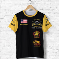 Custom Buffalo Soldiers Motorcycle Club BSMC T Shirt Original Style Black Gold LT8 - Wonder Print Shop