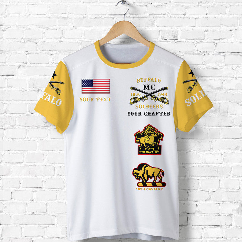 Custom Buffalo Soldiers Motorcycle Club BSMC T Shirt Original Style White Gold LT8 - Wonder Print Shop