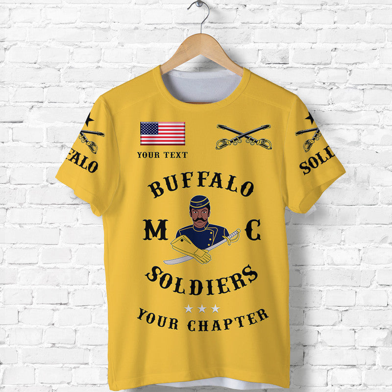 Custom Buffalo Soldiers Motorcycle Club BSMC T Shirt Simple Style Gold LT8 - Wonder Print Shop