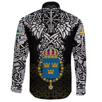 Viking Long Sleeve Button Shirt Sweden Viking Symbol RLT12 - Wonder Print Shop