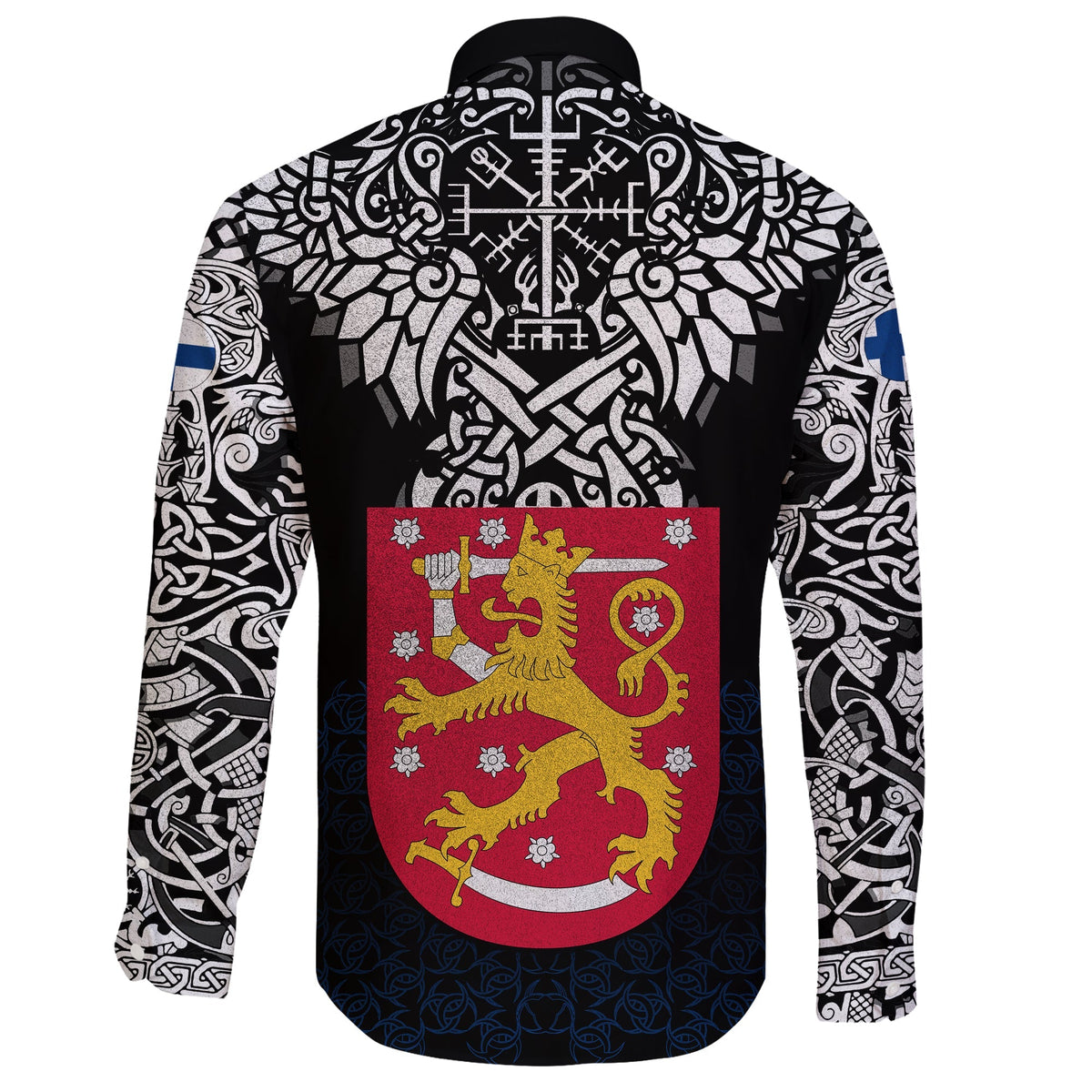 Viking Long Sleeve Button Shirt Finland Viking Symbol RLT12 - Wonder Print Shop