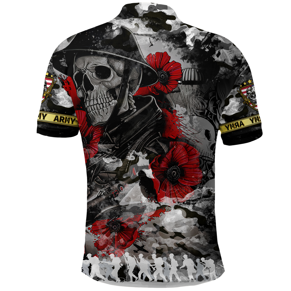 Skull Camo U.S Army Undying Love For The Motherland Polo Shirt LT2 - Wonder Print Shop
