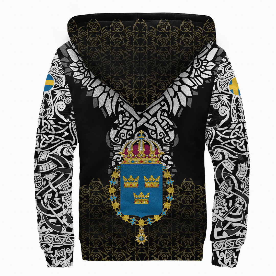 Viking Sherpa Hoodie - Sweden Viking Symbol RLT12 - Wonder Print Shop