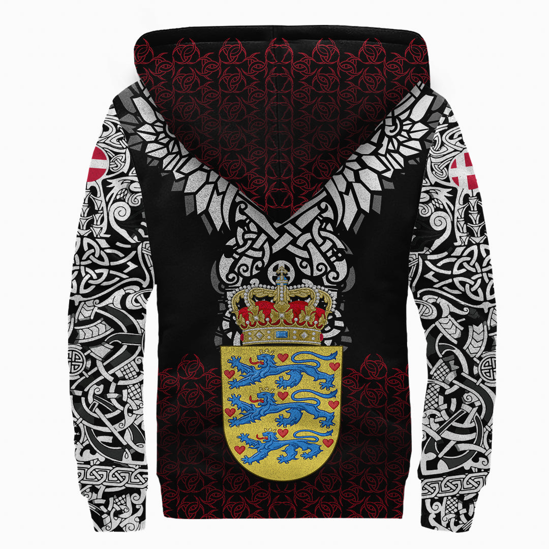 Viking Sherpa Hoodie - Denmark Viking Symbol RLT12 - Wonder Print Shop