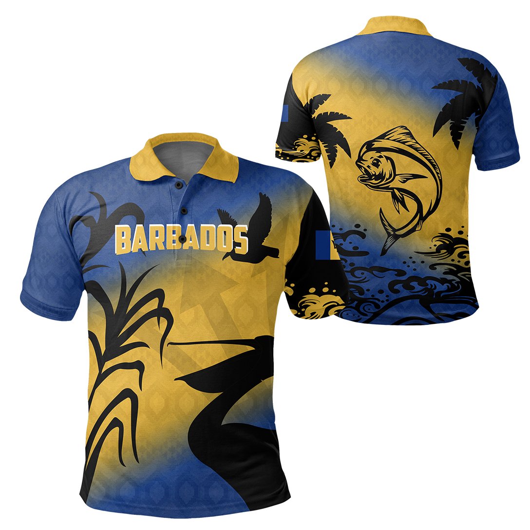 Barbados Polo Shirt , Pelican Dolphin Fish Golf Shirts - Wonder Print Shop