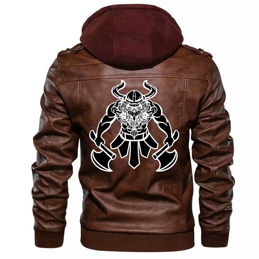 Viking Clothing Viking Barbarian Knight Zipper Leather Jacket RLT12 - Wonder Print Shop
