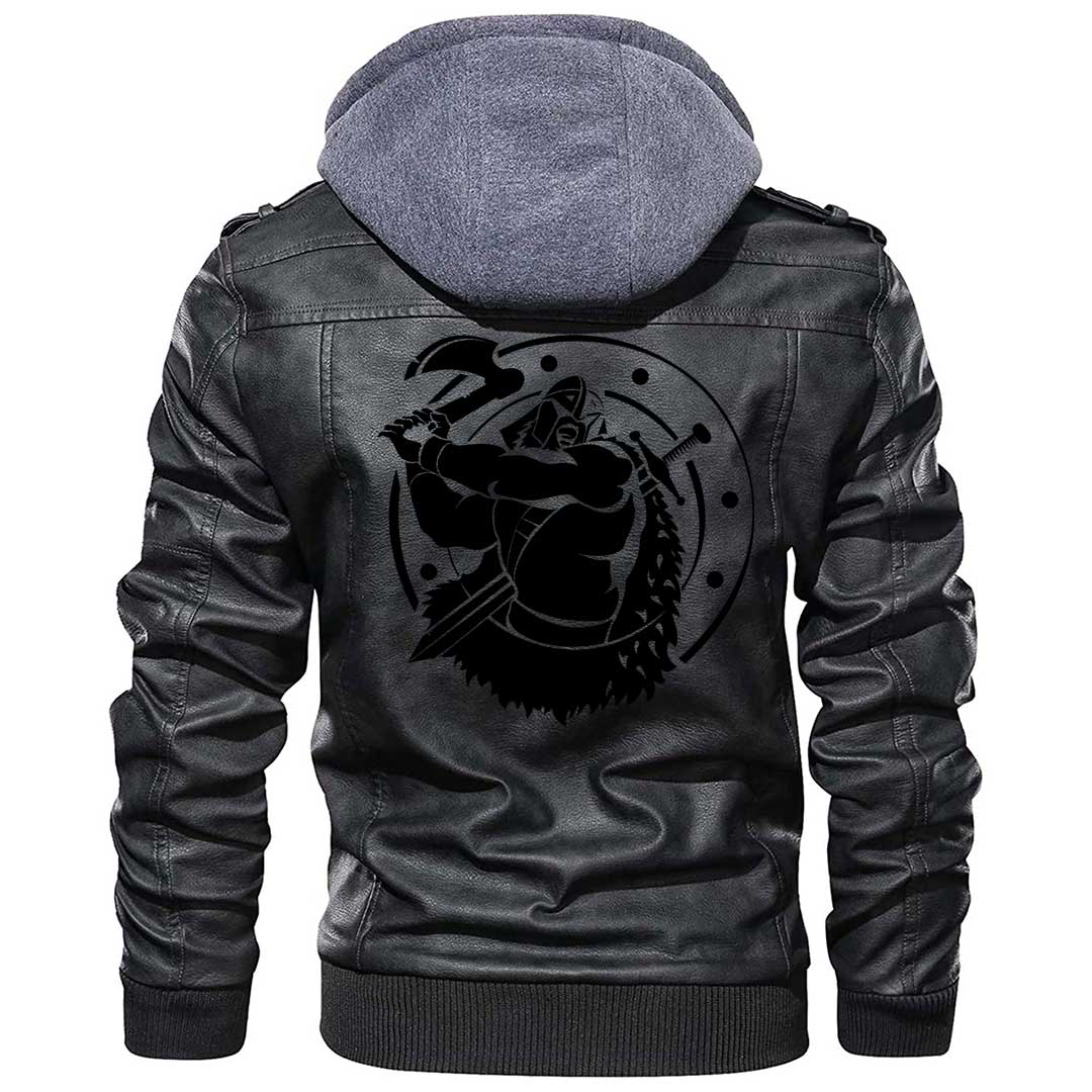 Viking Clothing Viking Barbarian To Tattoo Zipper Leather Jacket RLT12 - Wonder Print Shop