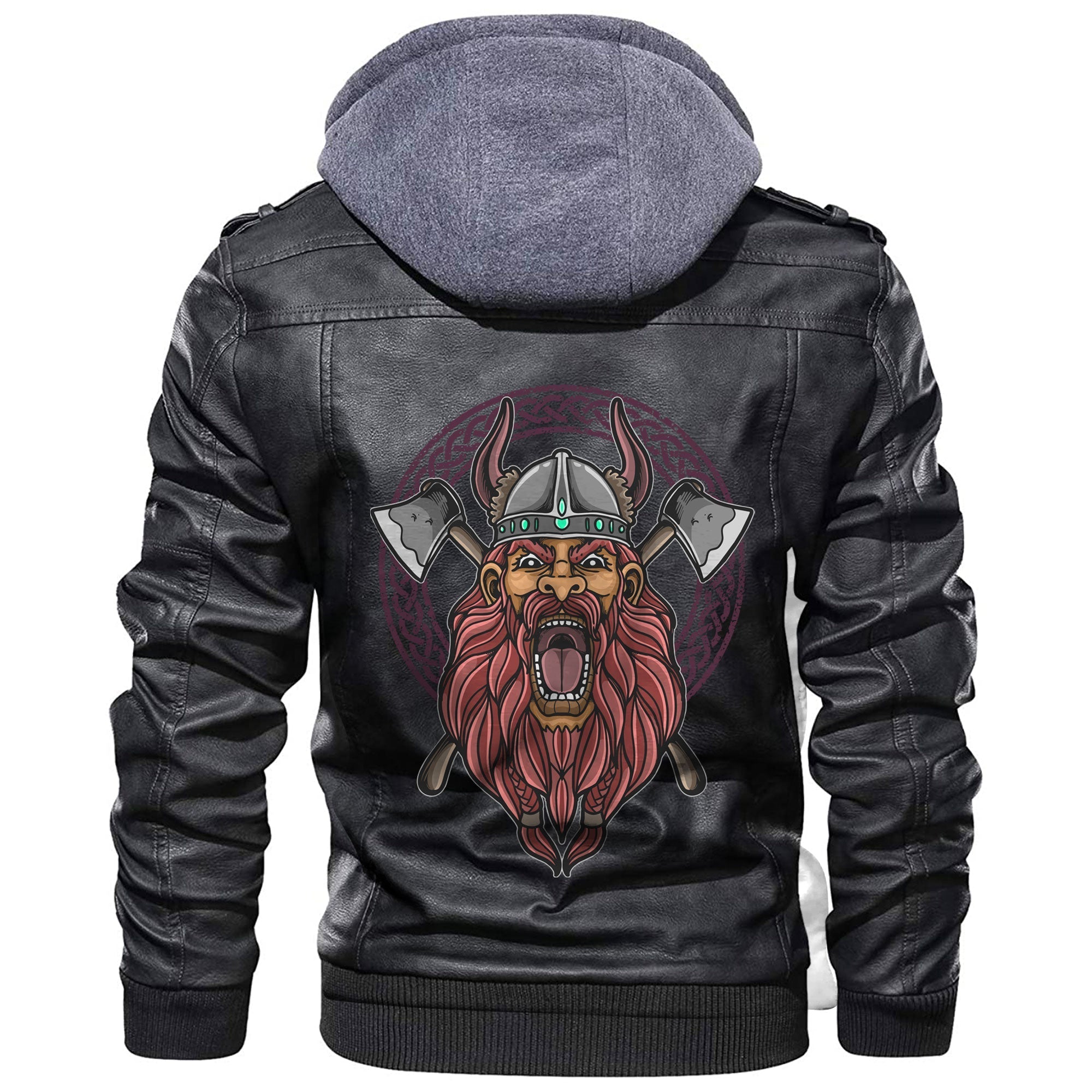 Viking Barbarian Head With Cross Axe Leather Jacket RLT12 - Wonder Print Shop