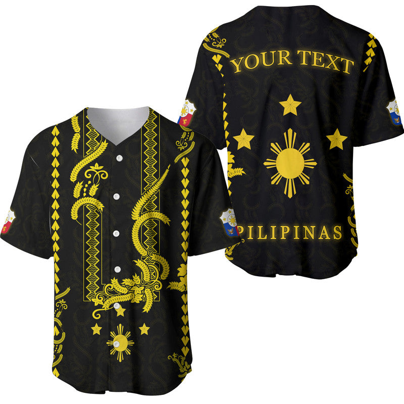 Custom Personalised Philippines Baseball Jersey Pechera With Side Barong Patterns LT9 - Wonder Print Shop
