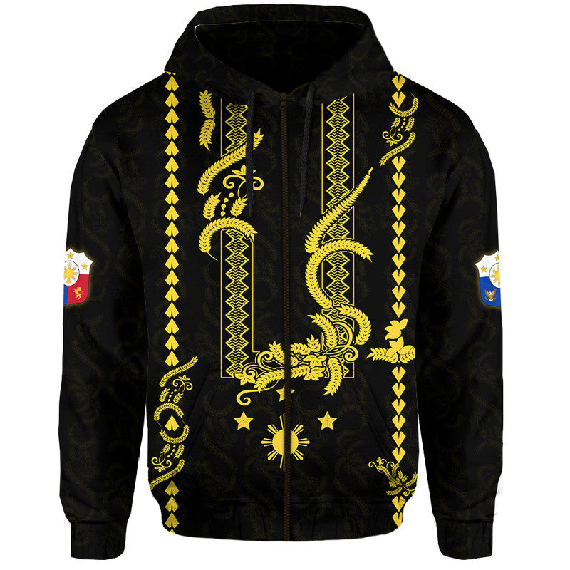 Custom Personalised Philippines Hoodie Pechera With Side Barong Patterns - Wonder Print Shop
