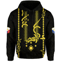 Custom Personalised Philippines Hoodie Pechera With Side Barong Patterns - Wonder Print Shop
