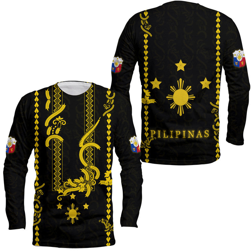 Philippines Long Sleeve Shirt Pechera With Side Barong Patterns - Wonder Print Shop