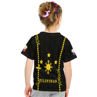 Black T-shirt with yellow back design, stars, sun, and 'PILIPINAS' text