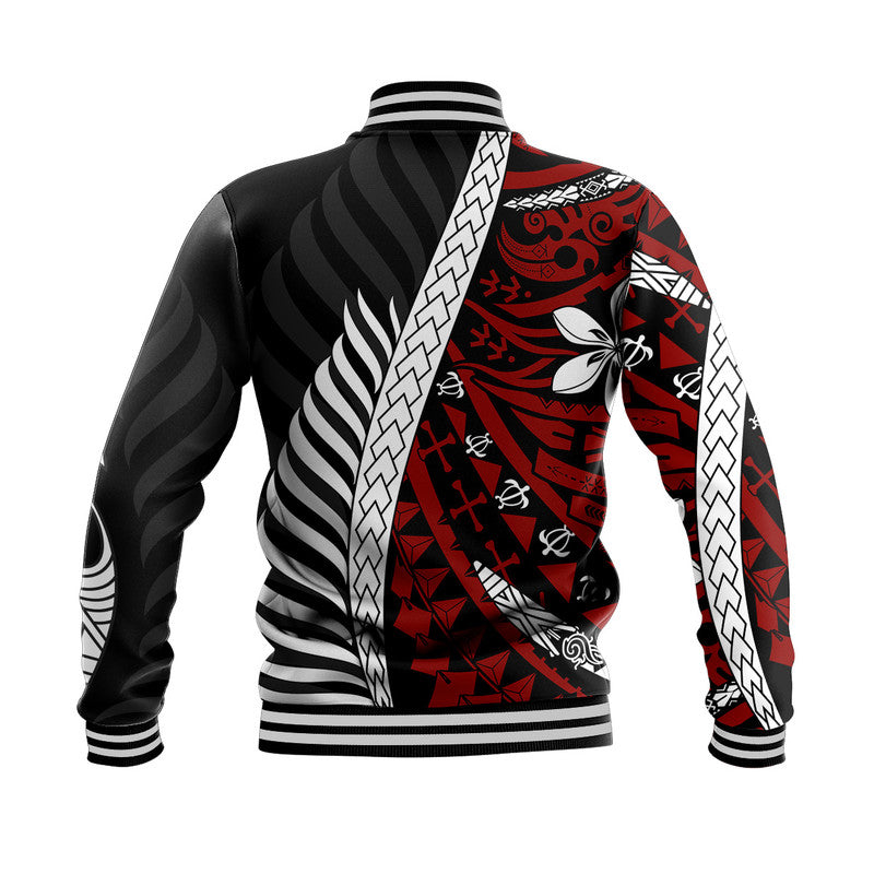 Mate Ma'a Tonga Mixed Aotearoa Kiwis Rugby Baseball Jacket Silver Fern Mixed Polynesian Style LT9 - Wonder Print Shop