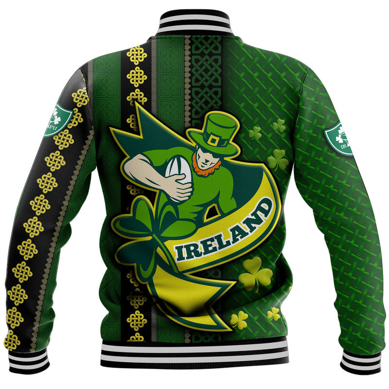 Ireland Celtic Knot Rugby Baseball Jacket Irish Gold and Green Pattern LT9 - Wonder Print Shop