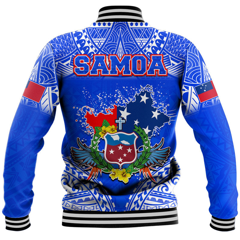 Toa Samoa Polynesian Rugby Baseball Jacket Samoan Flag Blue Color LT9 - Wonder Print Shop